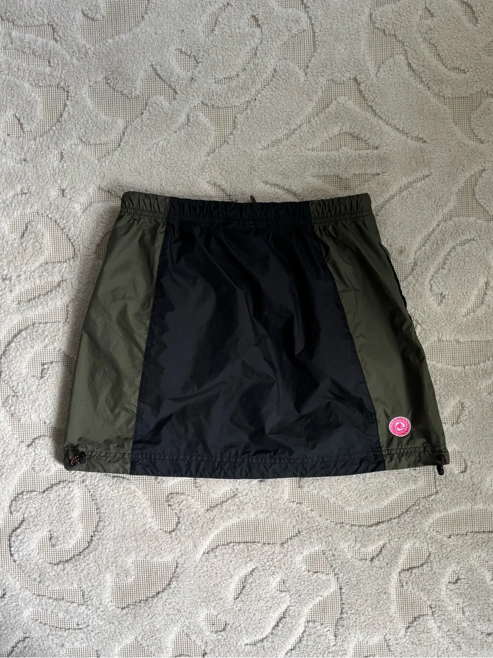Nike Black & Olive Windbreaker Skirt with Pink Logo